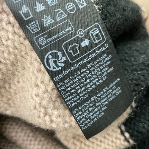 Allsaints  Lou Brushed Striped Crop Sweater women’s S fuzzy v neck mkt. Distress - Picture 6 of 12